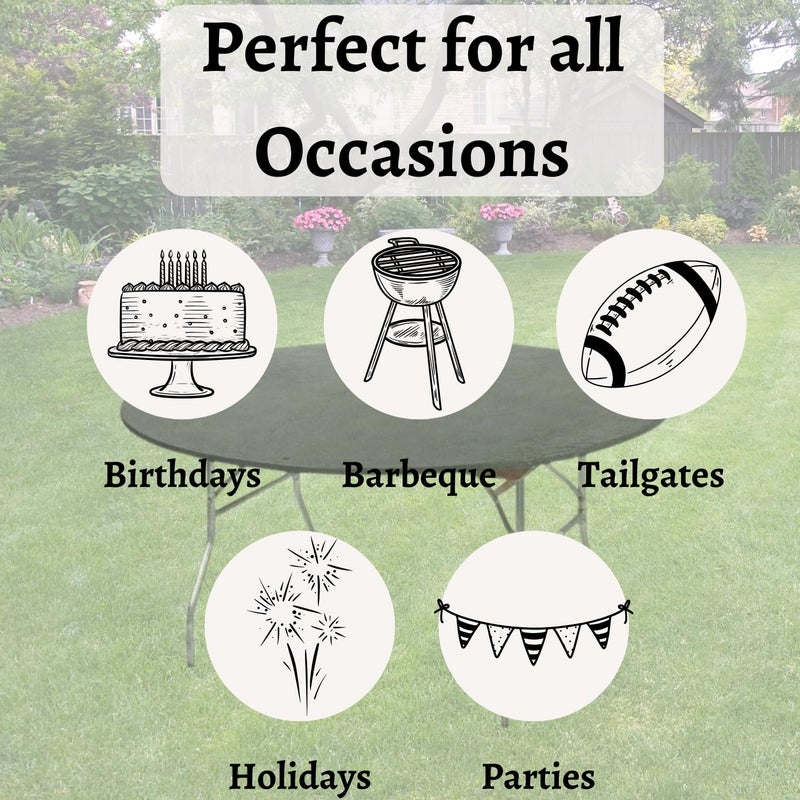 Kwik-Covers أغطية طاولات بلاستيكية مستديرة مقاس 72 بوصة، مجموعة من 5 (أسود) - Image 5